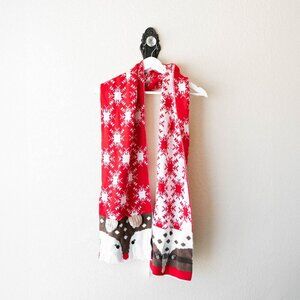 NWT 72" Reversible Holiday Knit Scarf | Red White Reindeer Snowflake Winter